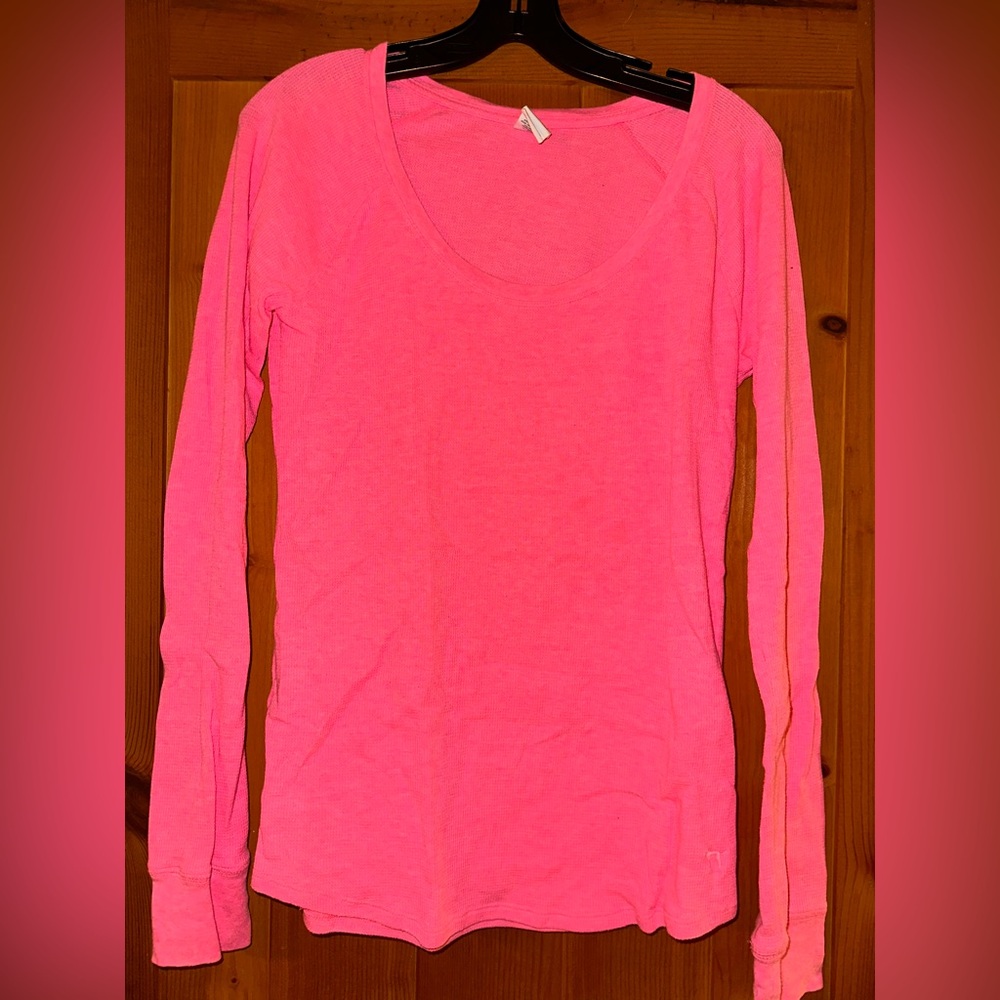 Pink Women's Pink Long Sleeve Top size large worn